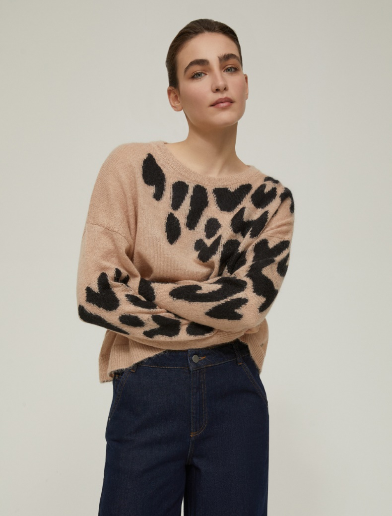 Jacquard inlay sweater - CAMEL - pennyblack