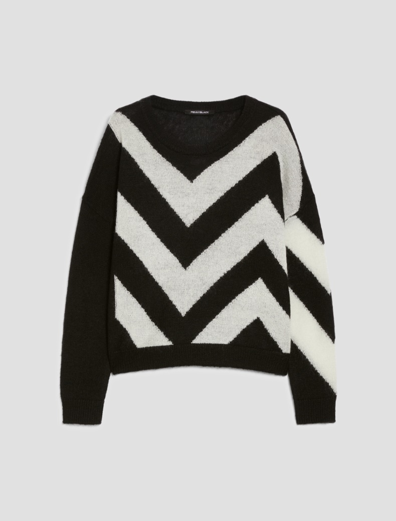 Jacquard inlay sweater - WHITE BLACK - pennyblack