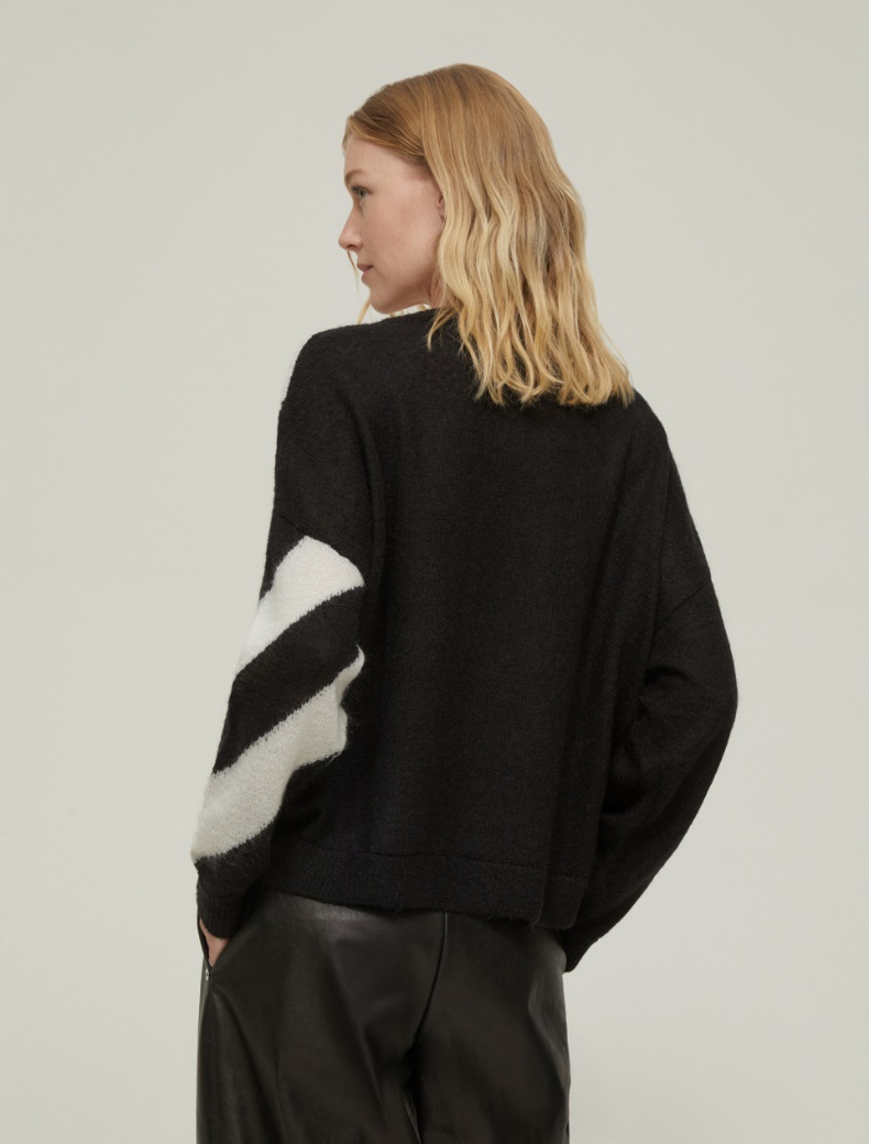 Jacquard inlay sweater - WHITE BLACK - pennyblack