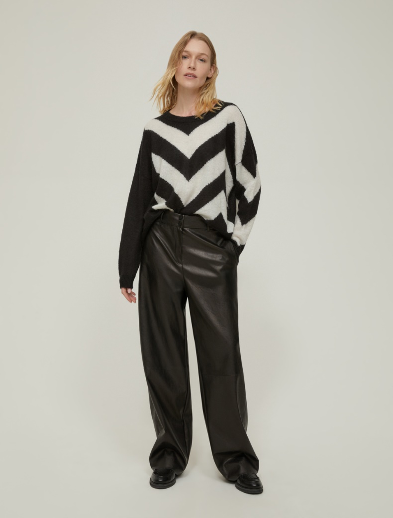 Jacquard inlay sweater - WHITE BLACK - pennyblack