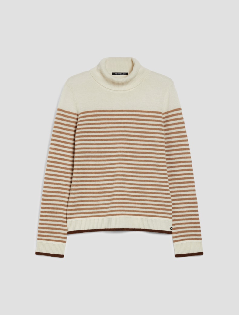 Wool and cashmere polo-neck sweater - IVORY - pennyblack