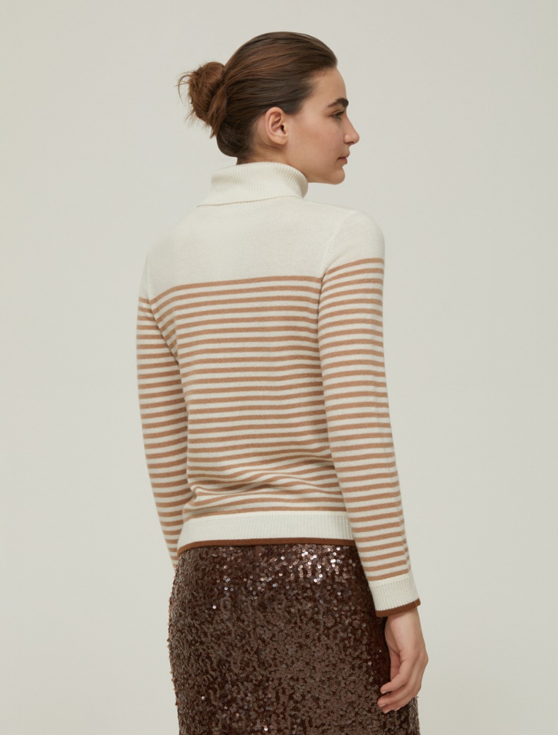 Wool and cashmere polo-neck sweater - IVORY - pennyblack