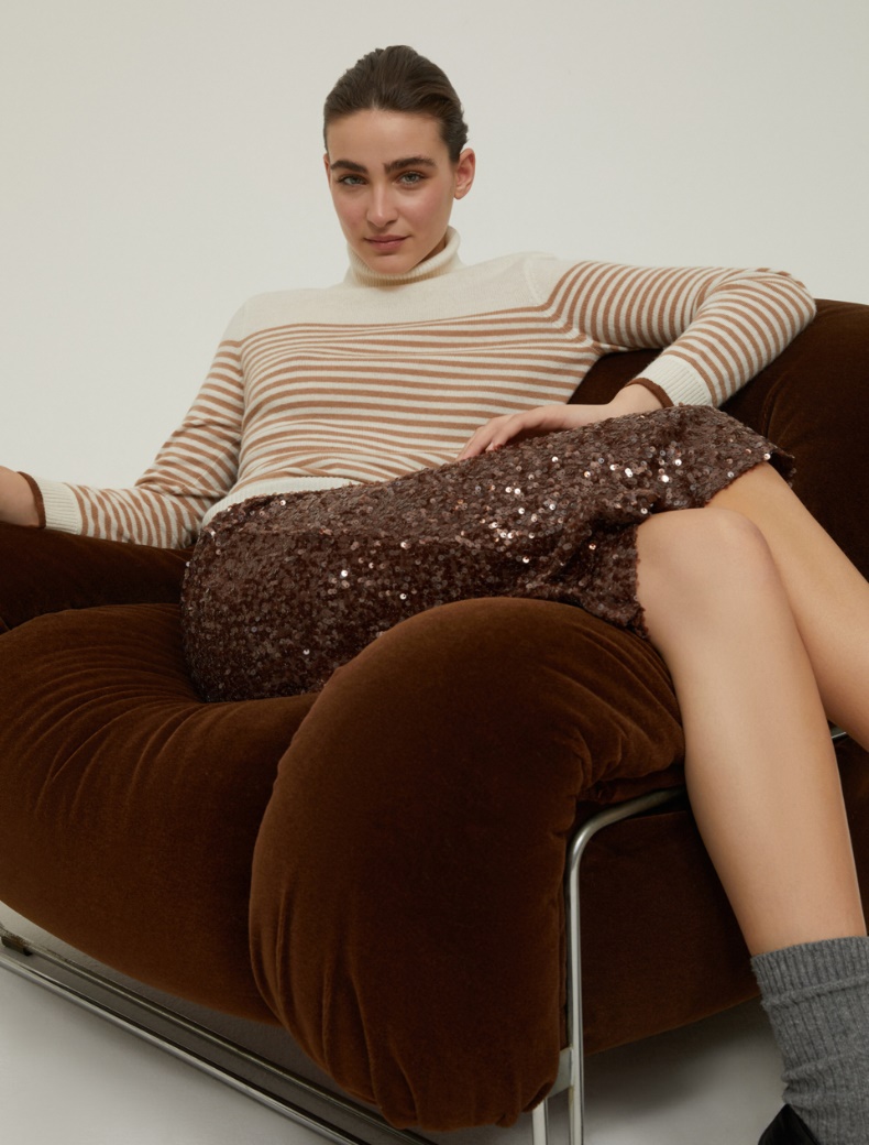 Wool and cashmere polo-neck sweater - IVORY - pennyblack