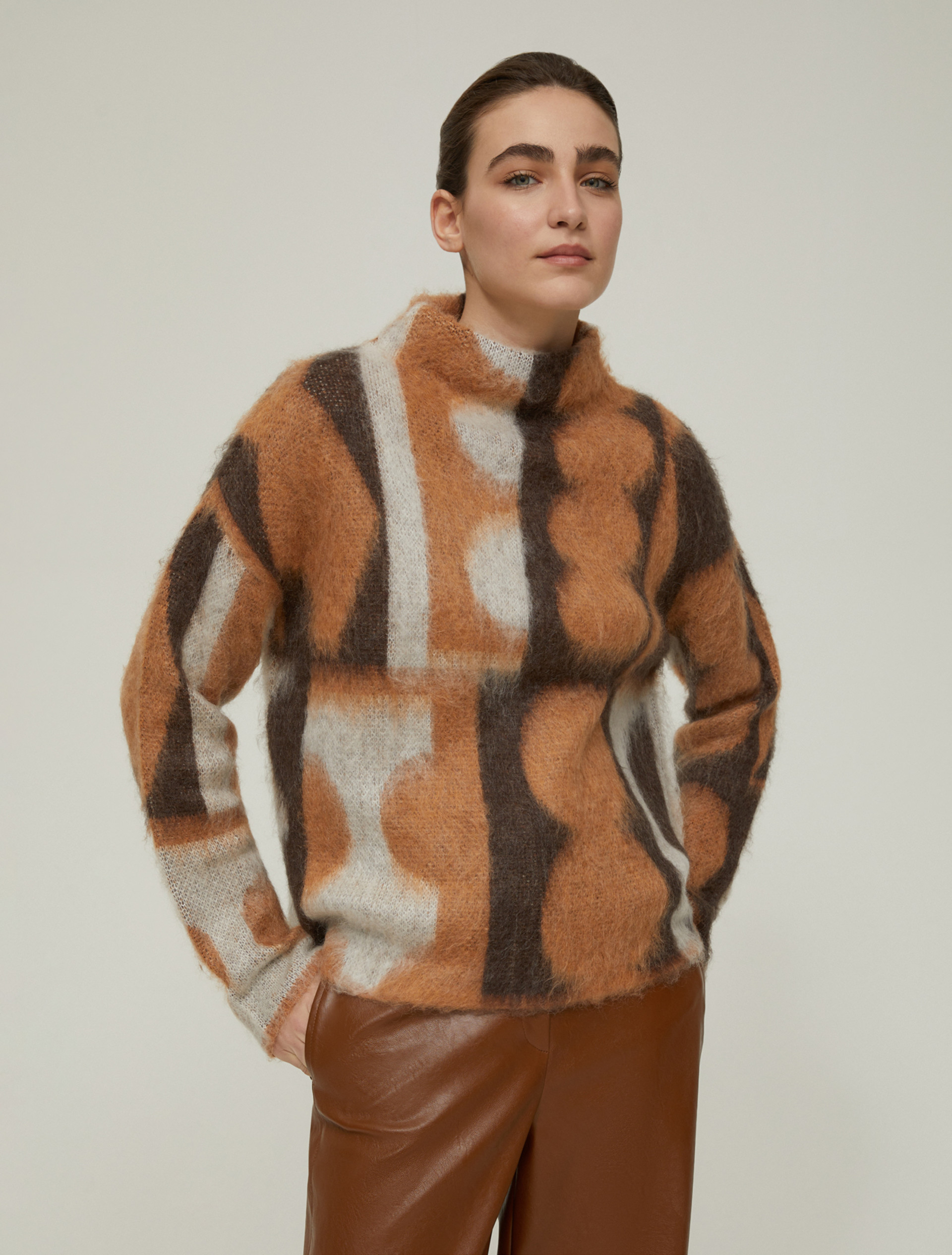 Jacquard mohair sweater - CAMEL - pennyblack