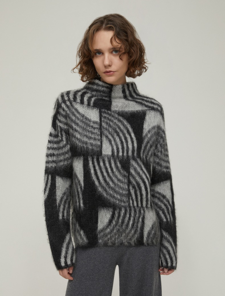 Jacquard mohair sweater - BLACK - pennyblack