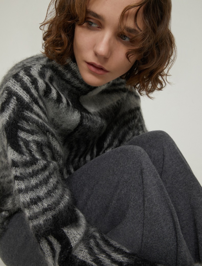 Jacquard mohair sweater - BLACK - pennyblack