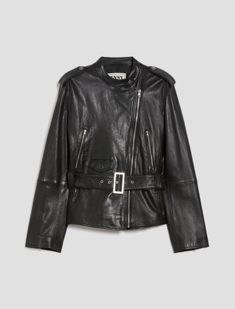 Leather biker-style jacket - BLACK - pennyblack