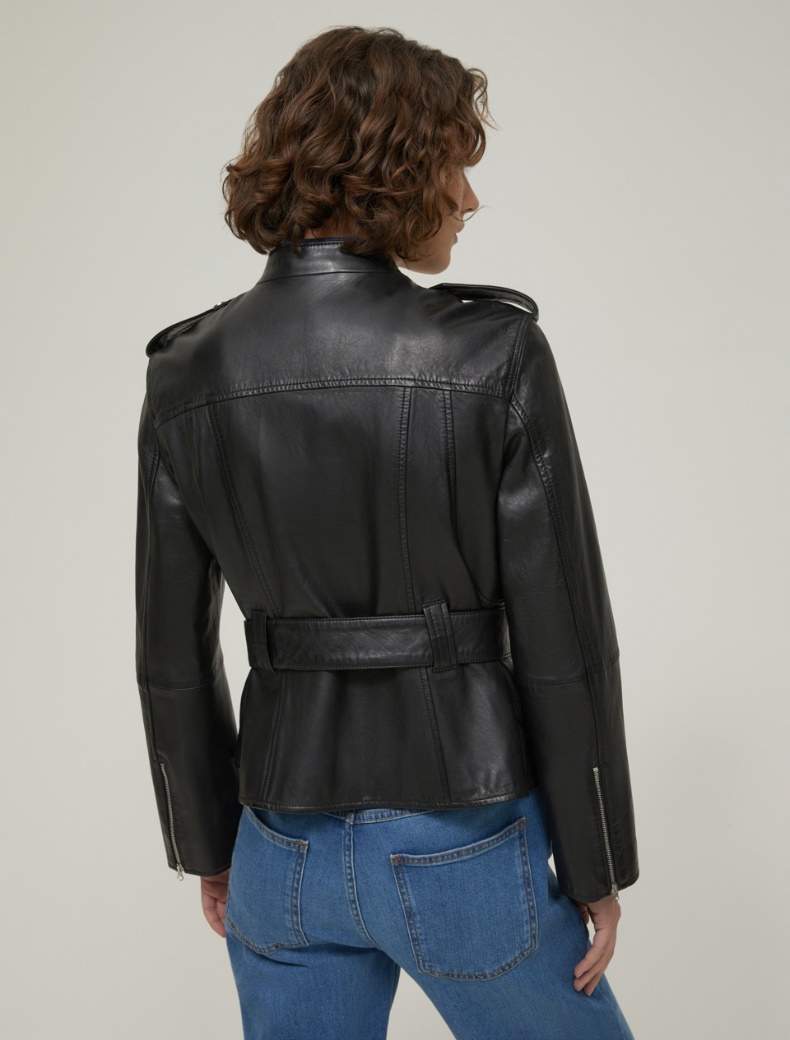 Leather biker-style jacket - BLACK - pennyblack