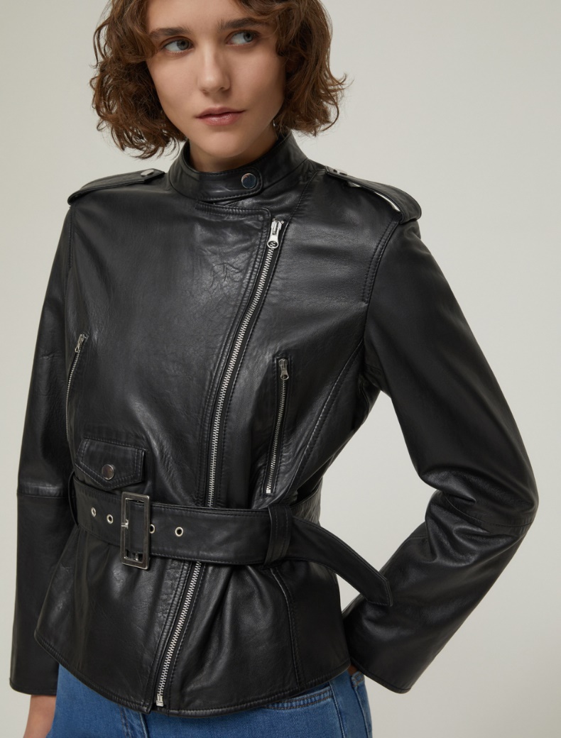 Leather biker-style jacket - BLACK - pennyblack