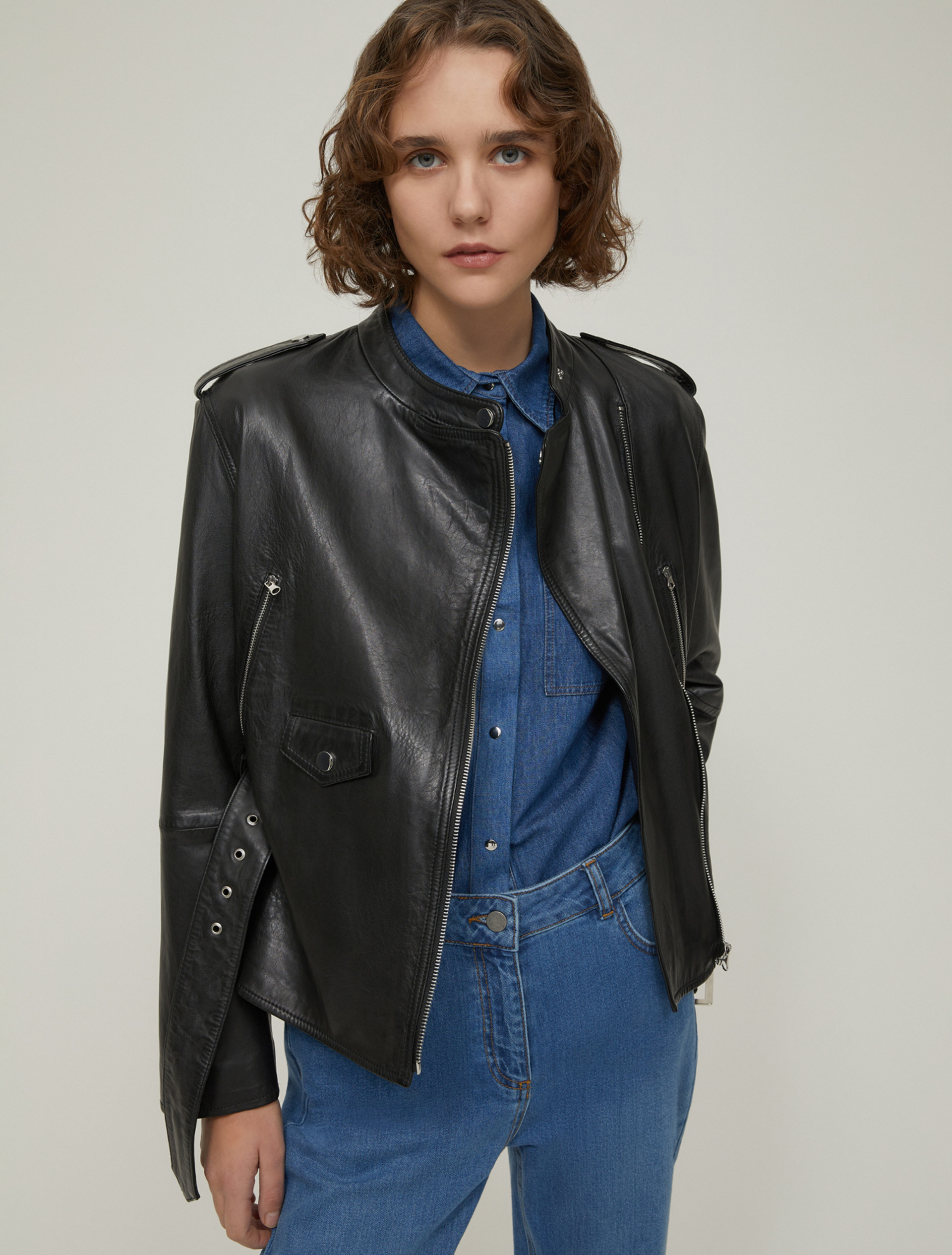 Leather biker-style jacket - BLACK - pennyblack