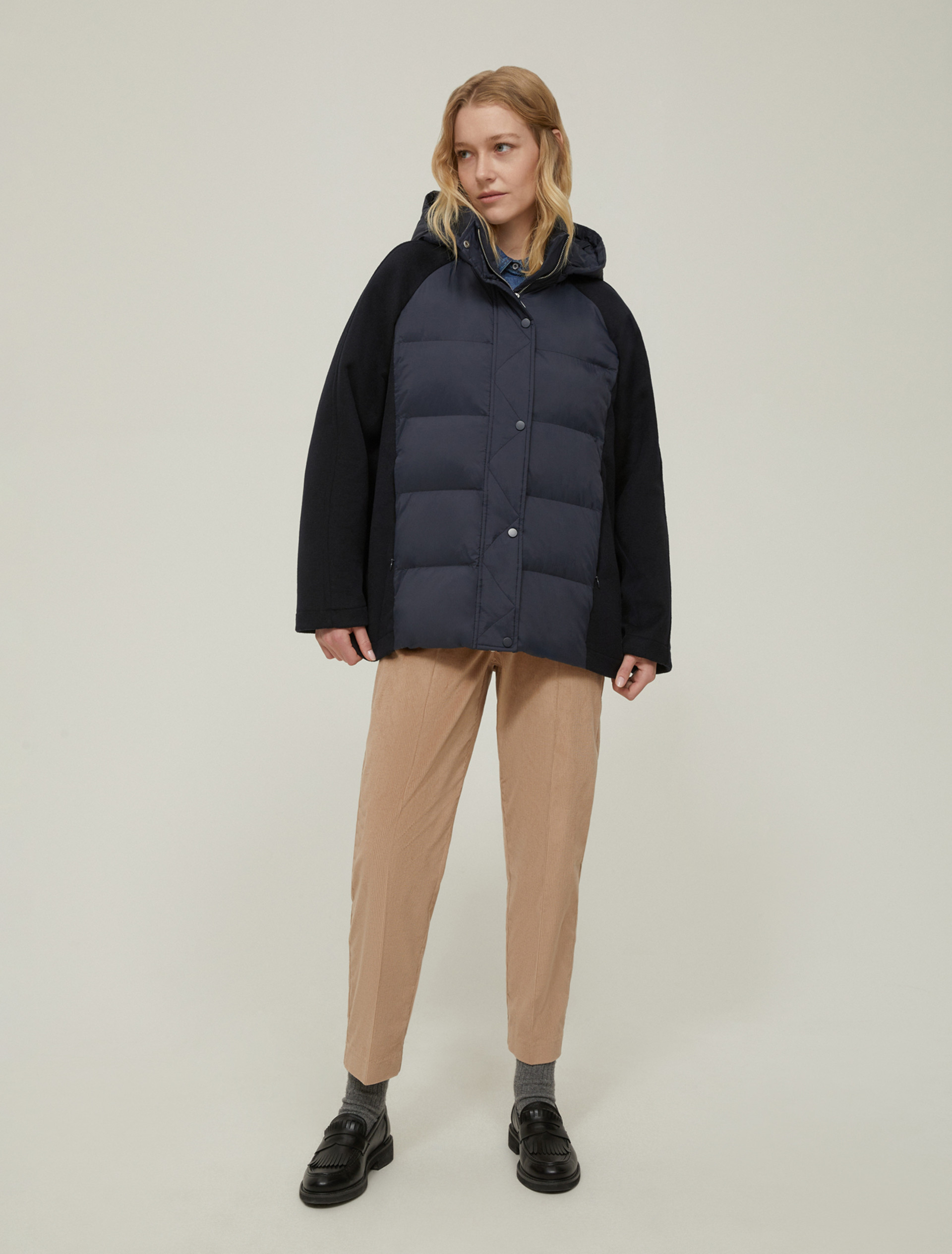 Giacca imbottita in nylon e panno - BLU - pennyblack