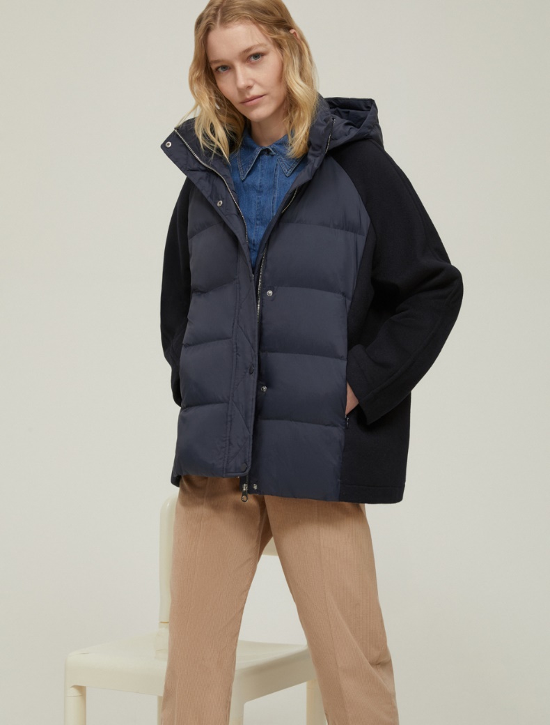 Nylon and cloth padded jacket - NAVY - pennyblack