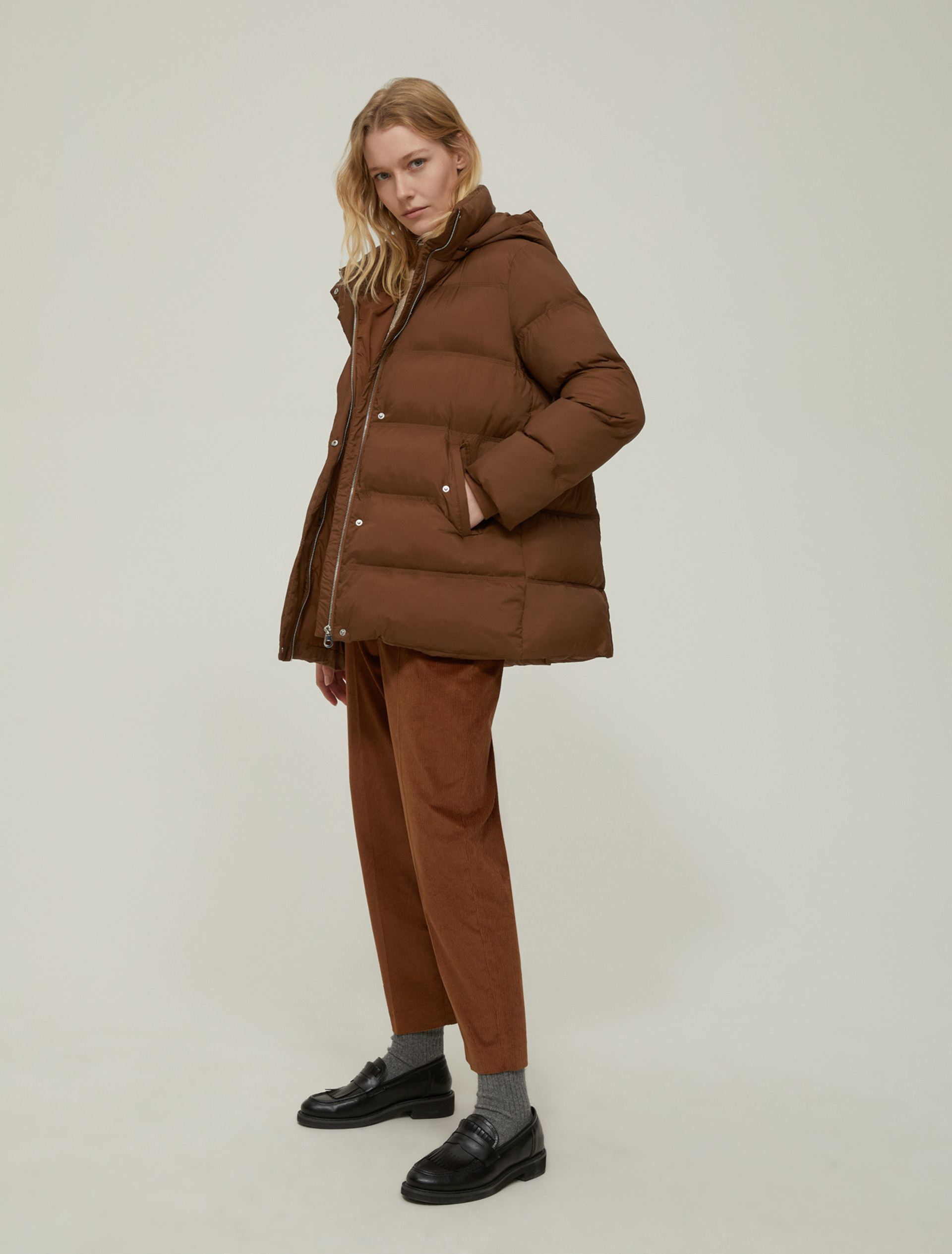 Hooded padded jacket - TOBACCO - pennyblack