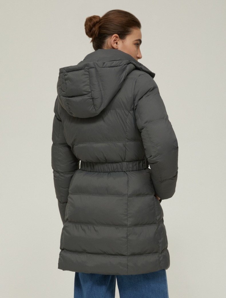 Belted padded coat - DARK GREY - pennyblack