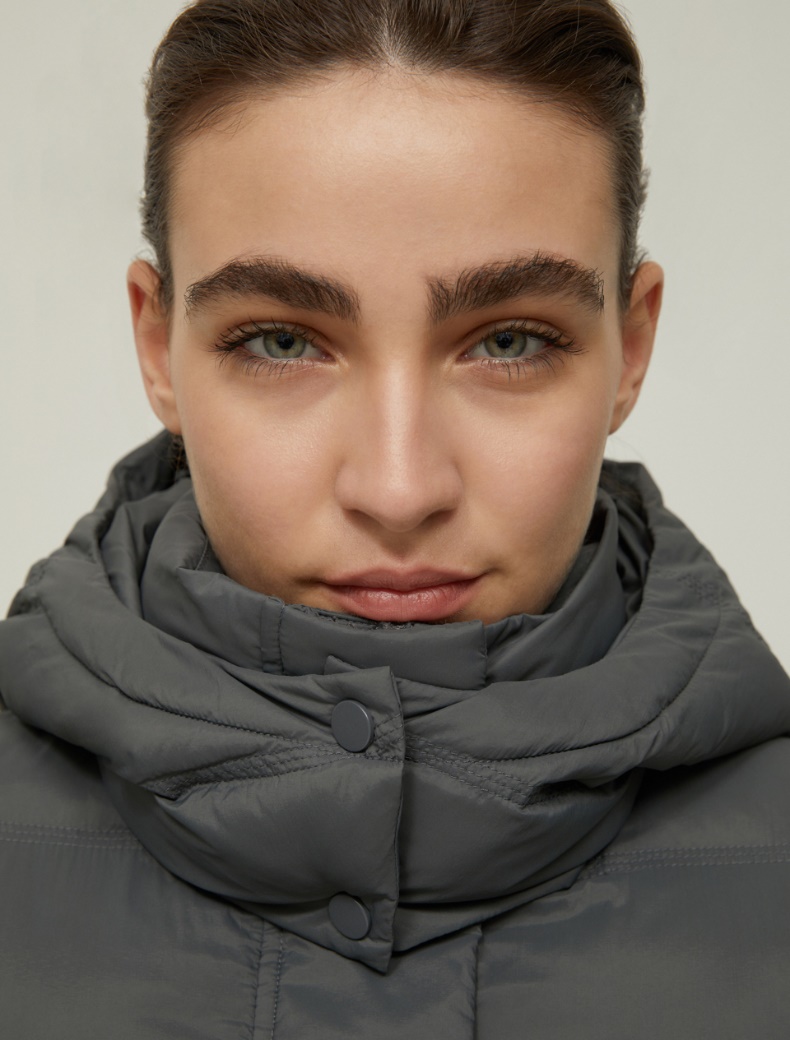 Belted padded coat - DARK GREY - pennyblack