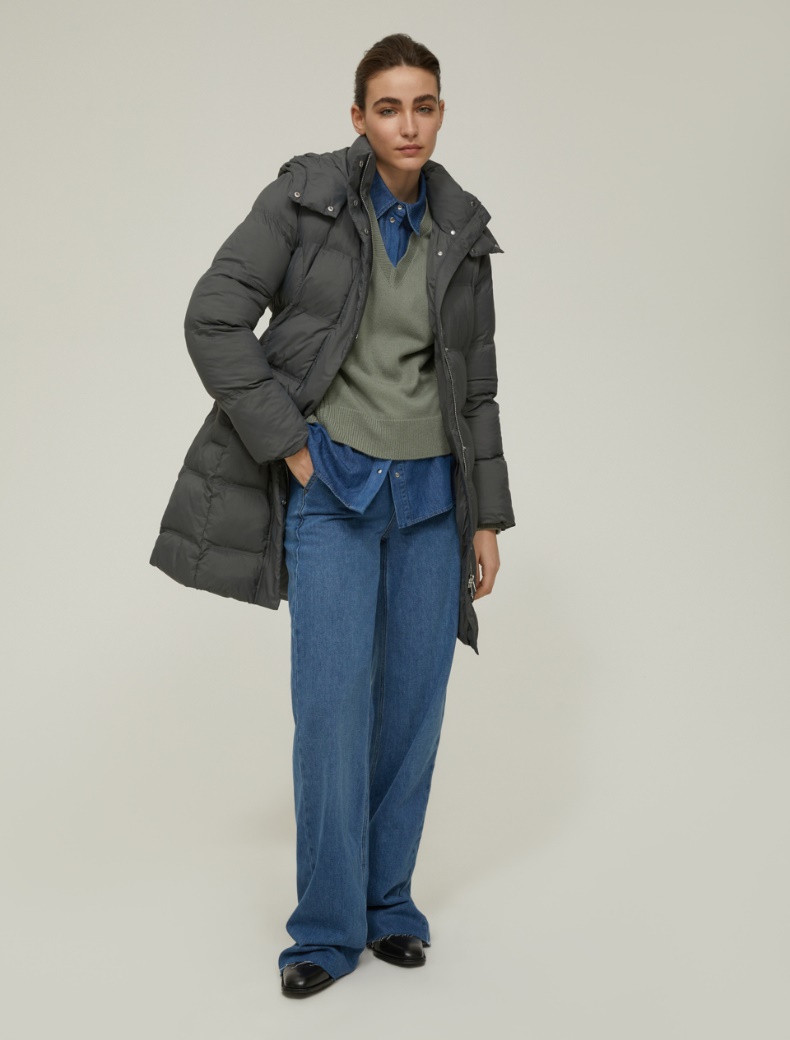 Belted padded coat - DARK GREY - pennyblack