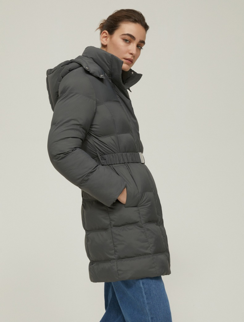 Belted padded coat - DARK GREY - pennyblack