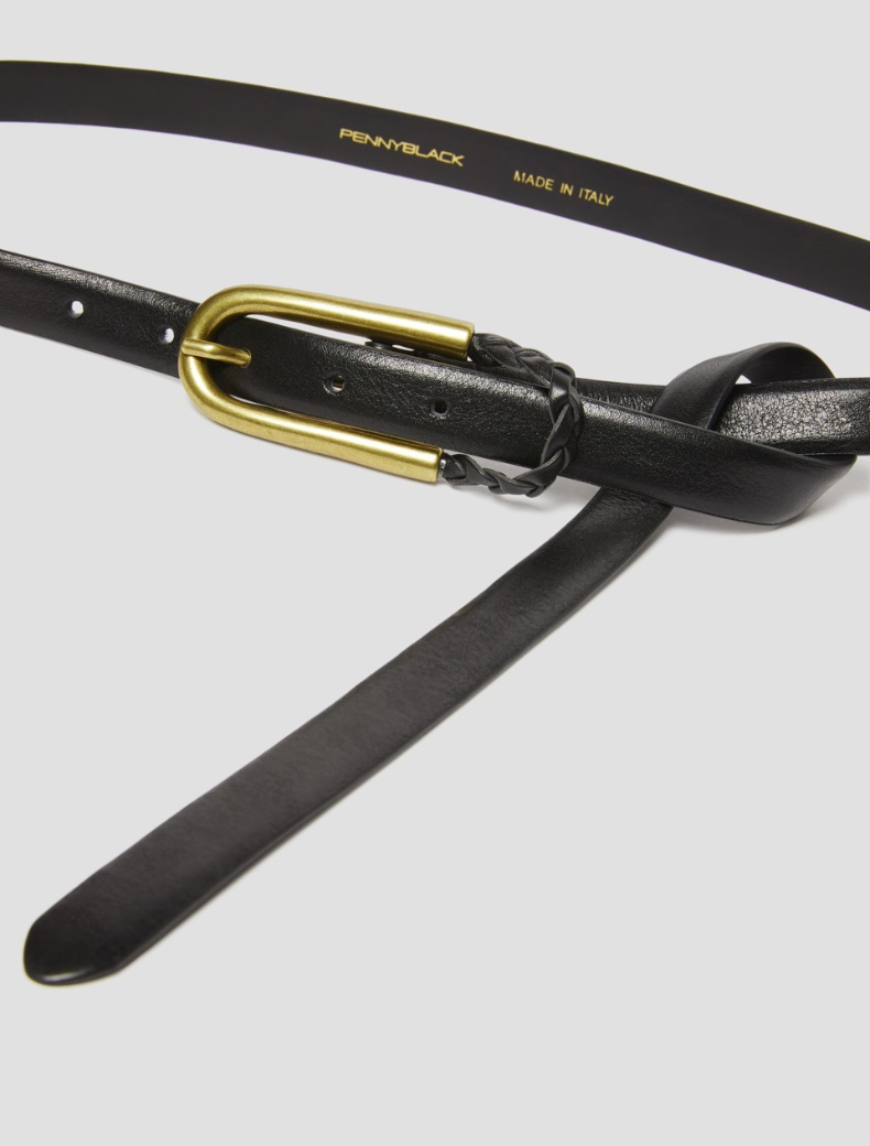 Thin leather belt - BLACK - pennyblack