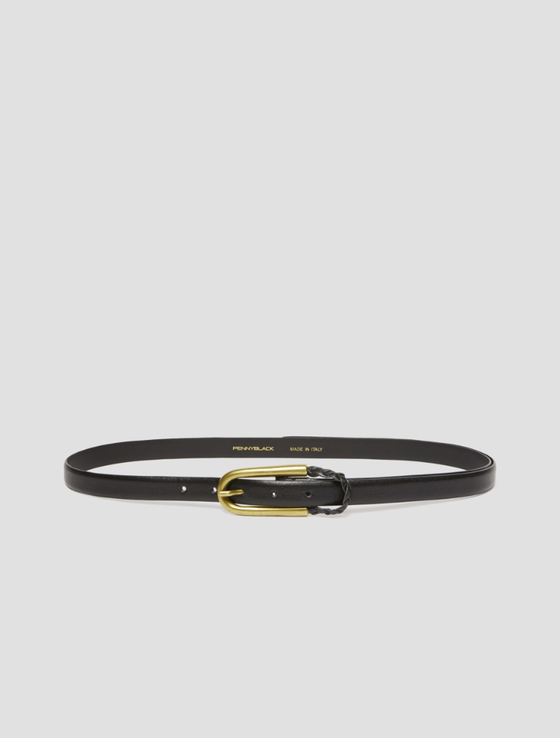 Thin leather belt - BLACK - pennyblack