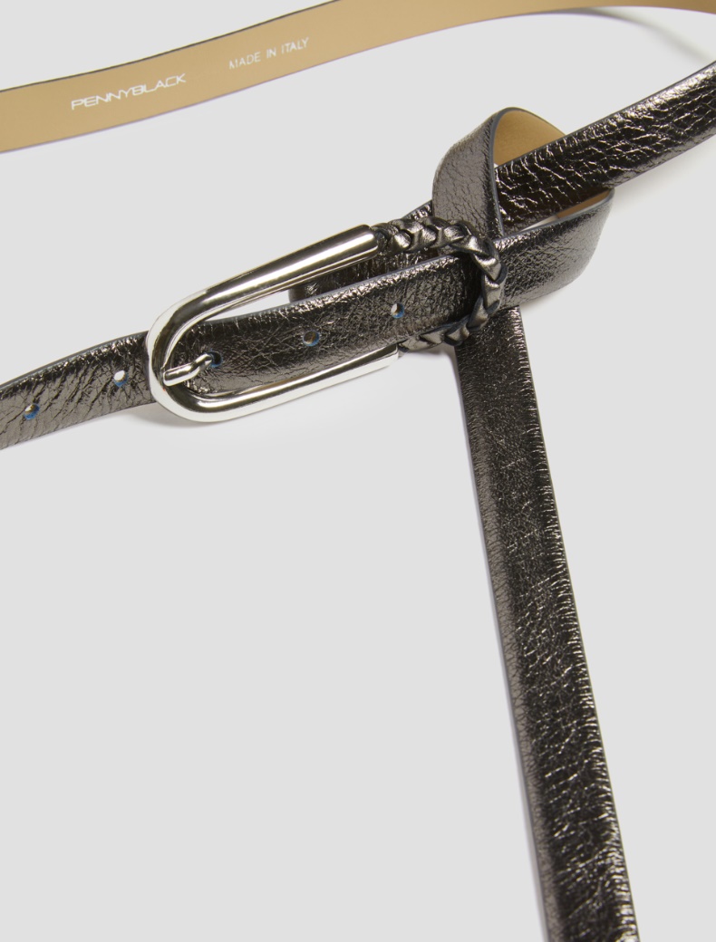 Cintura sottile in pelle - ANTRACITE - pennyblack