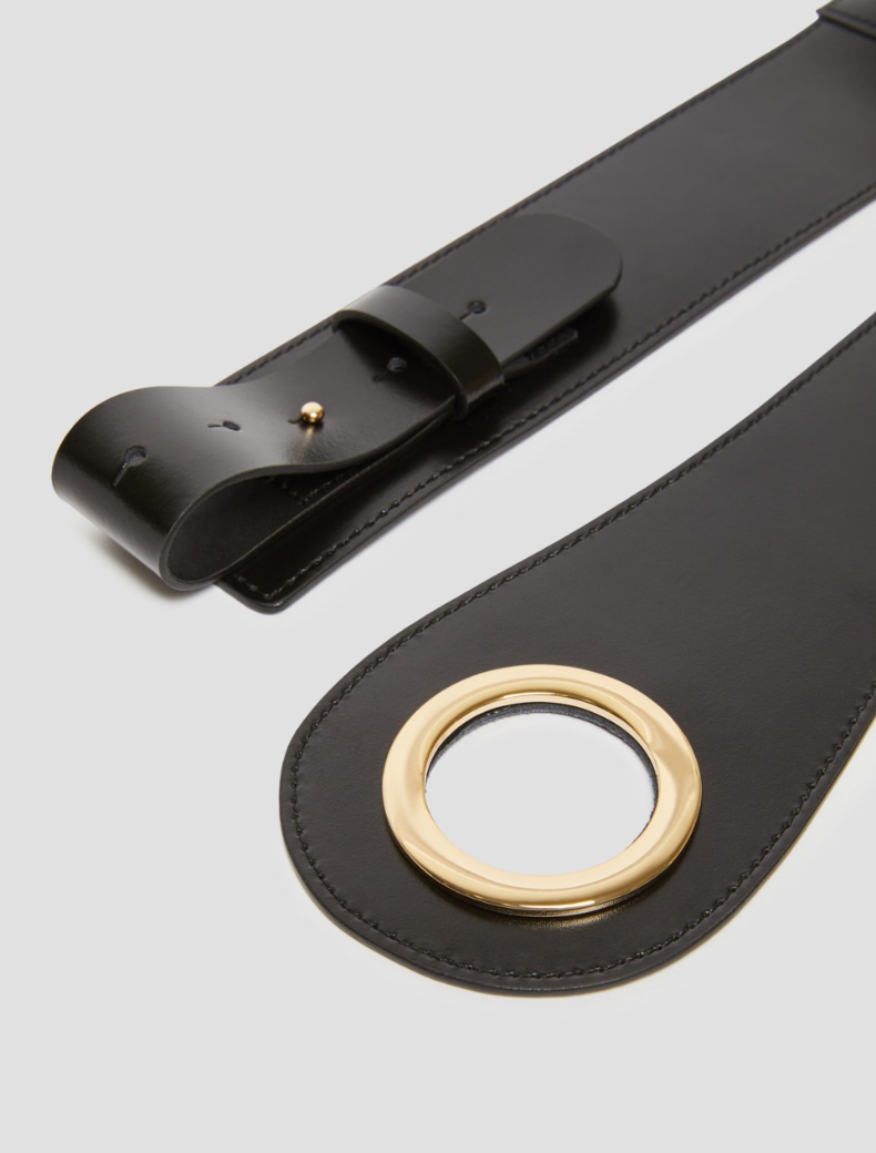 Asymmetrical leather belt - BLACK - pennyblack