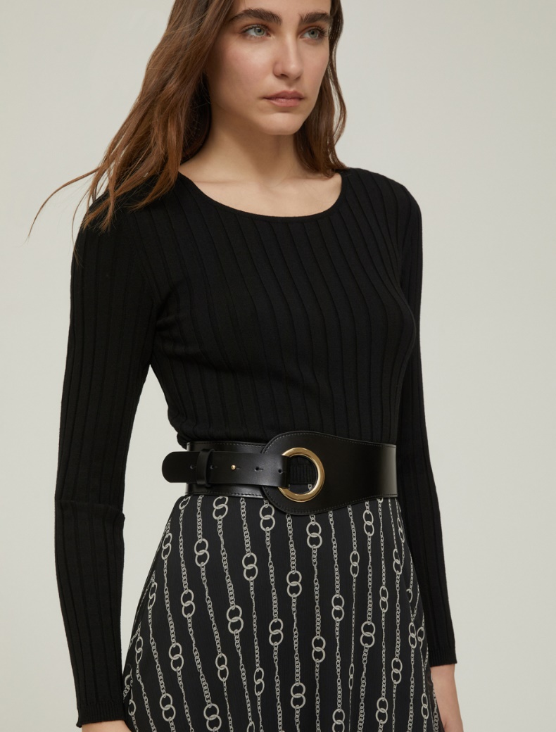 Asymmetrical leather belt - BLACK - pennyblack
