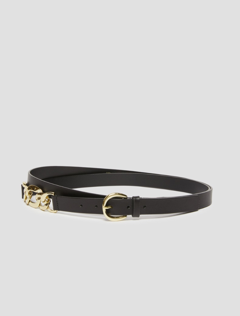 Leather double-wrap belt - BLACK - pennyblack