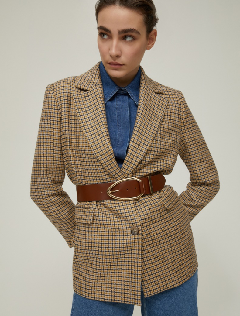 Geometric-buckle belt - TOBACCO - pennyblack