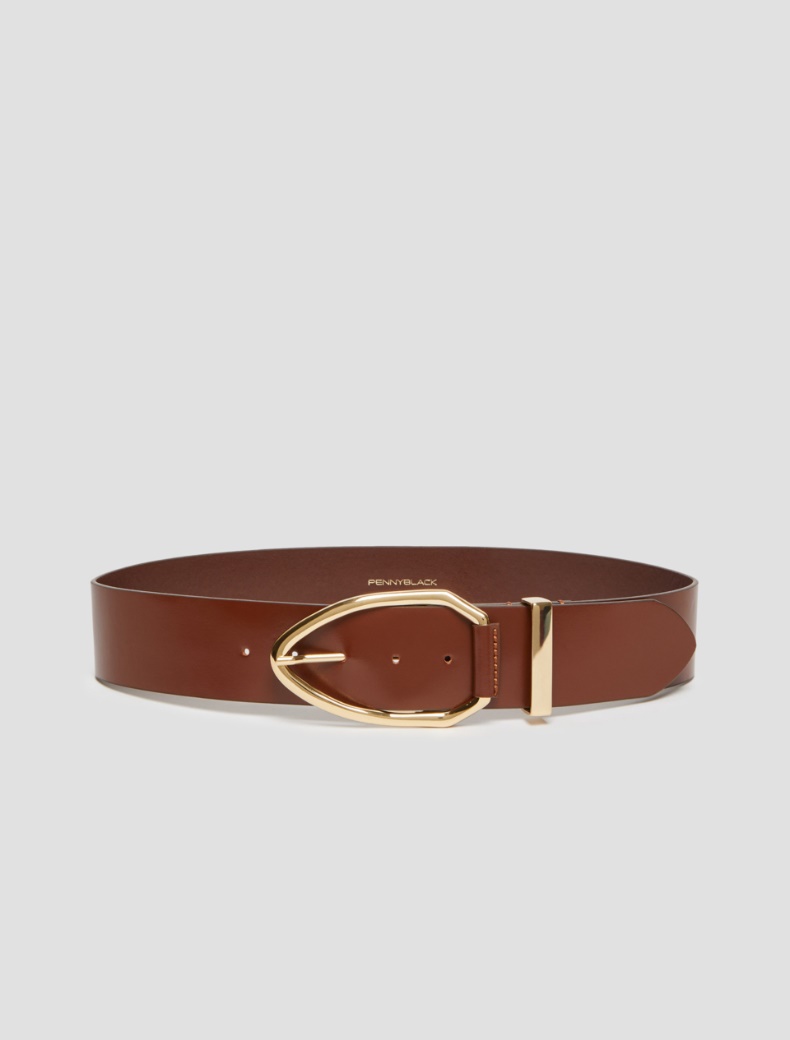 Geometric-buckle belt - TOBACCO - pennyblack