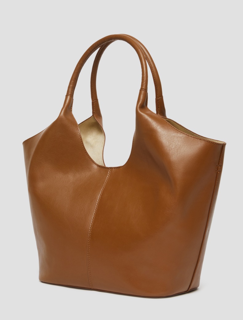 Leather tote bag - TOBACCO - pennyblack