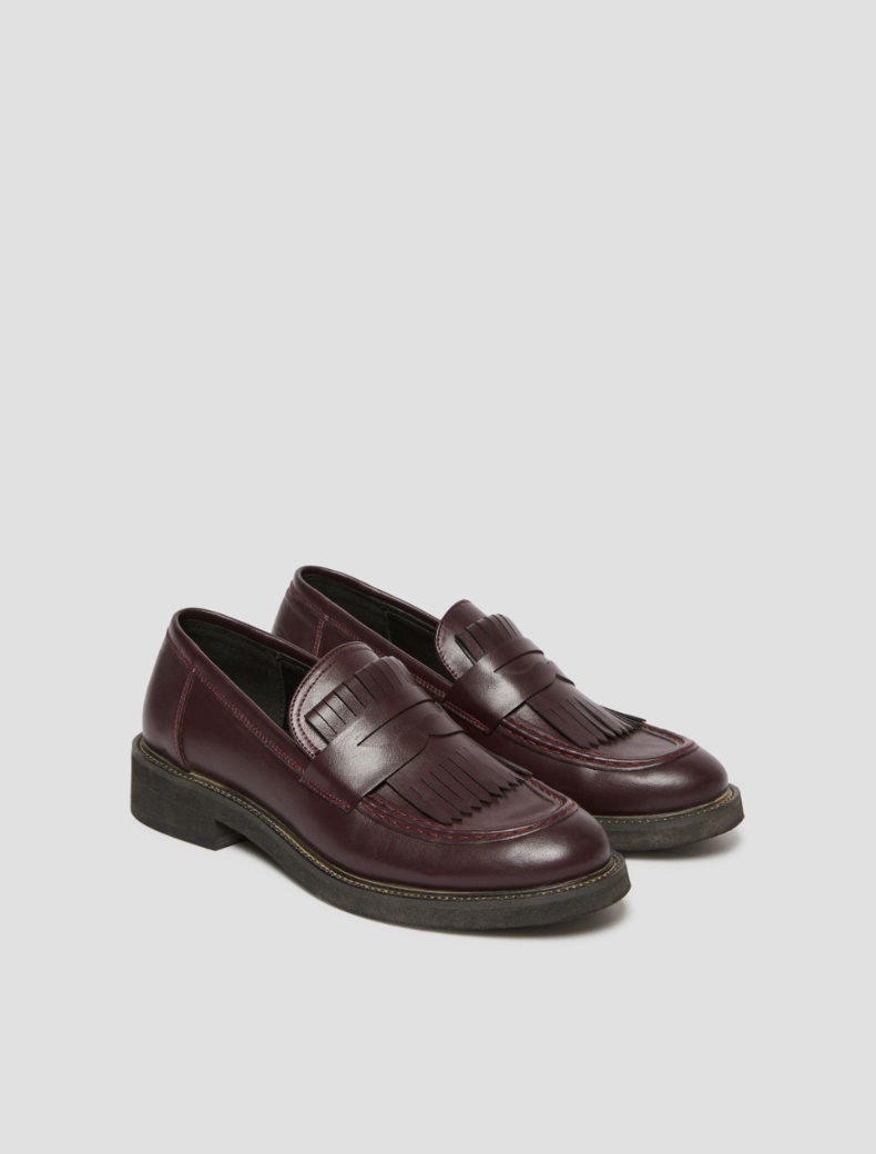 Fringed moccasins - BORDEAUX - pennyblack