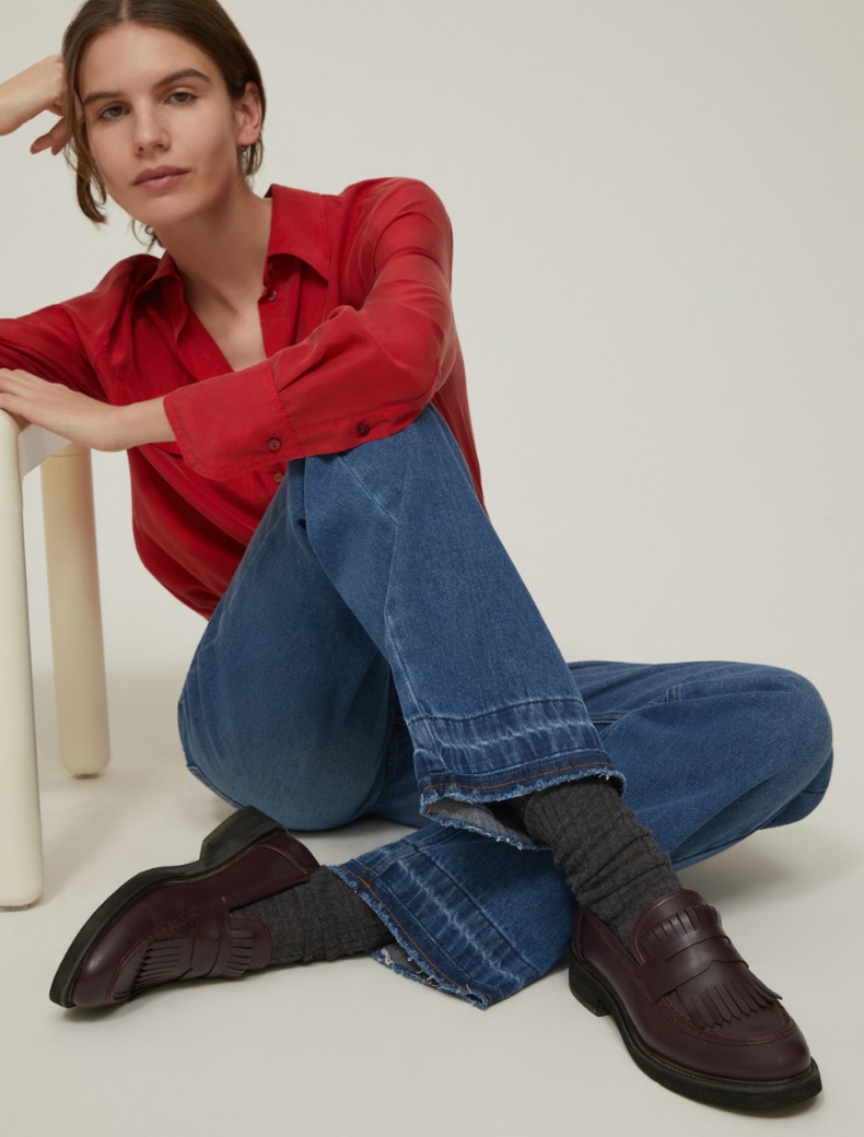 Fringed moccasins - BORDEAUX - pennyblack