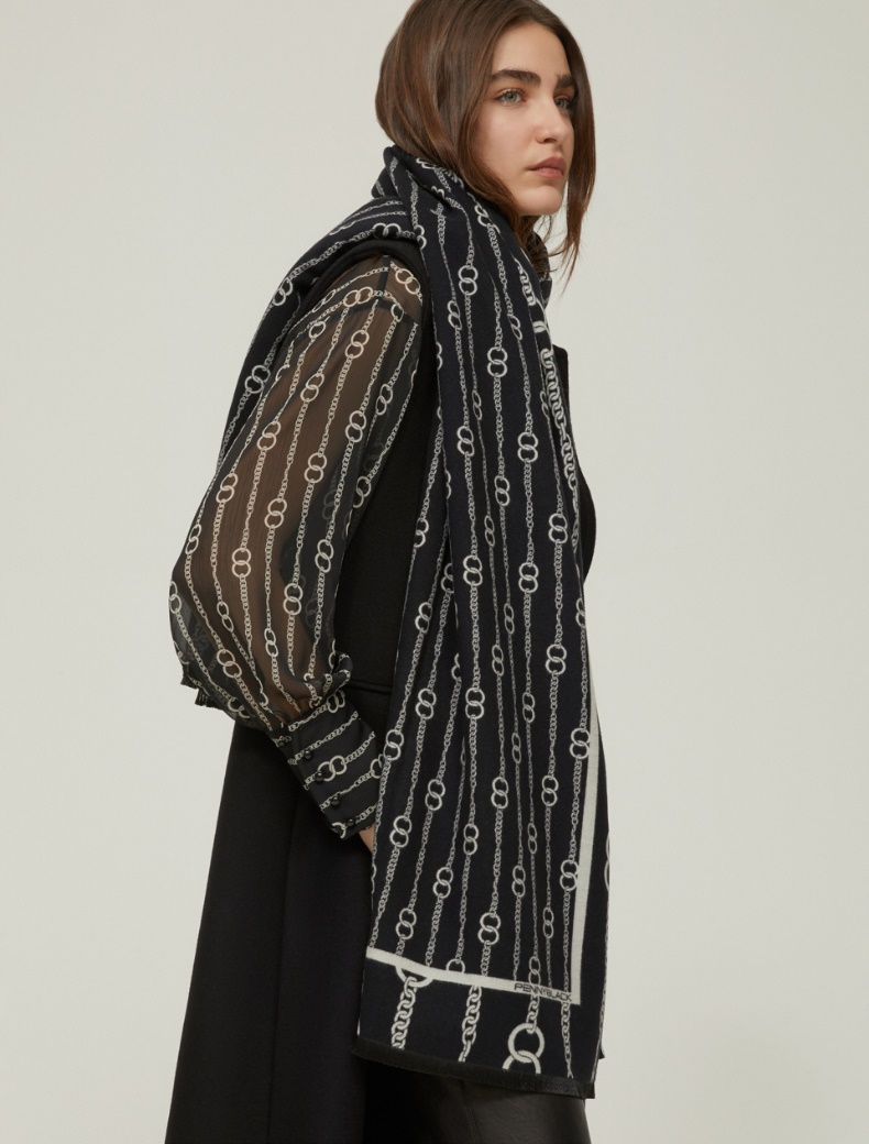 Jacquard-patterned stole - BLACK - pennyblack