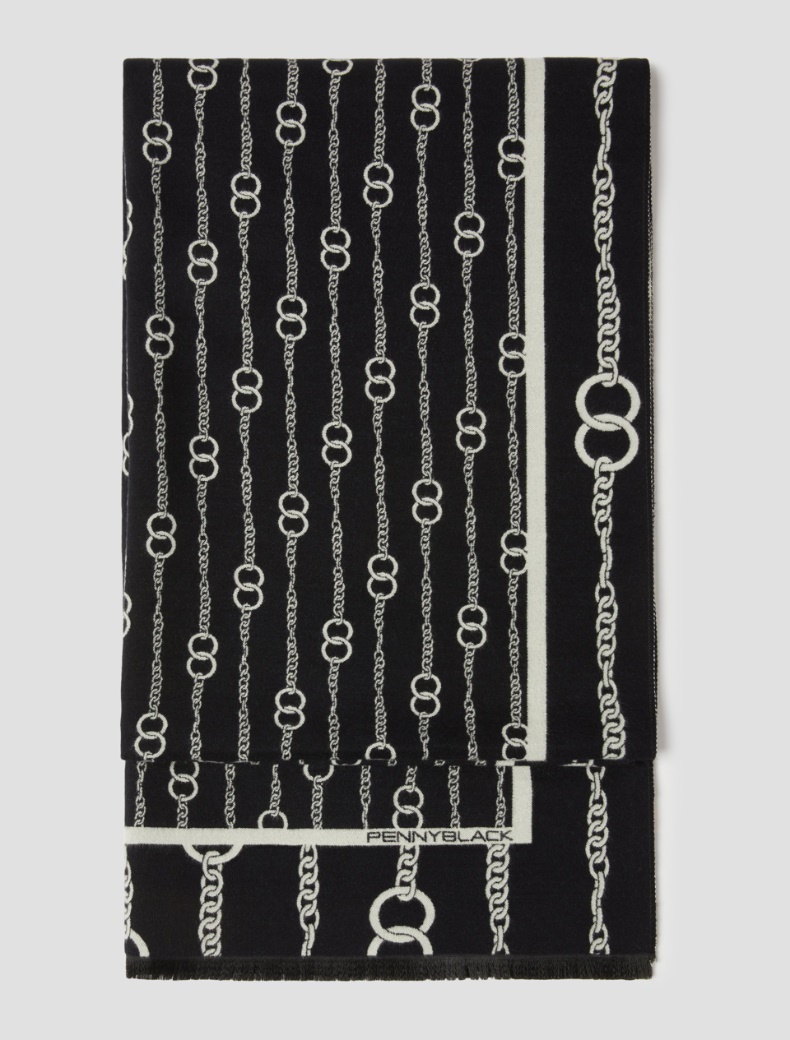 Jacquard-patterned stole - BLACK - pennyblack