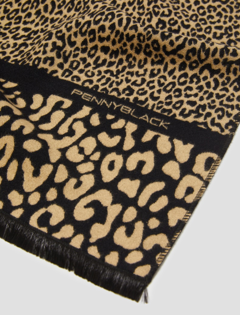 Jacquard-patterned stole - CAMEL - pennyblack