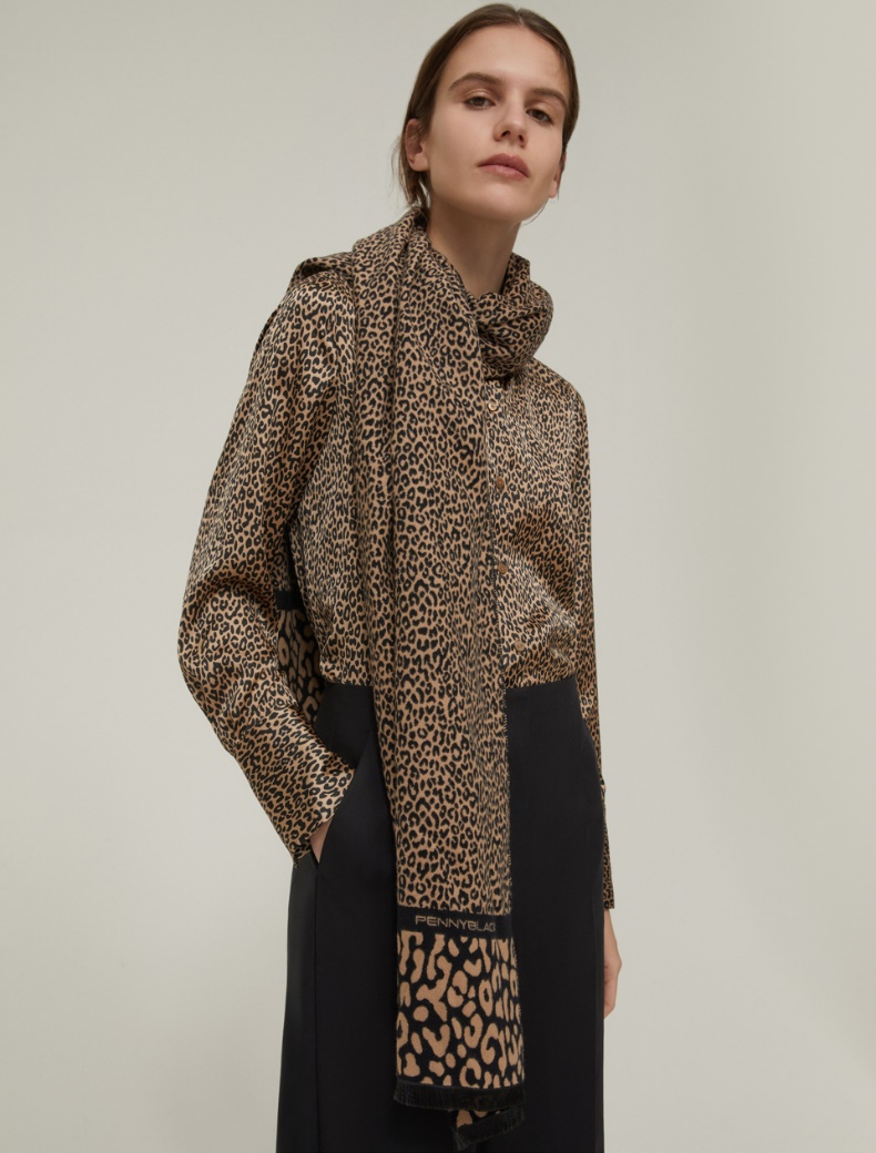 Jacquard-patterned stole - CAMEL - pennyblack