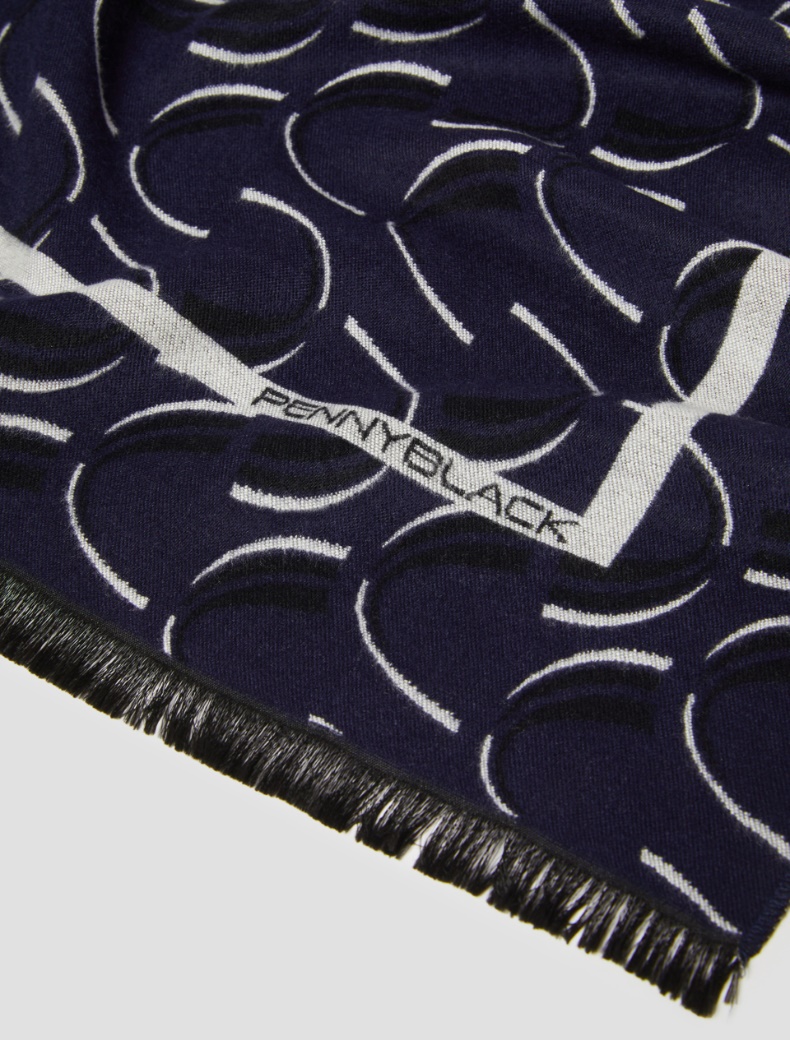 Jacquard-patterned stole - NAVY - pennyblack