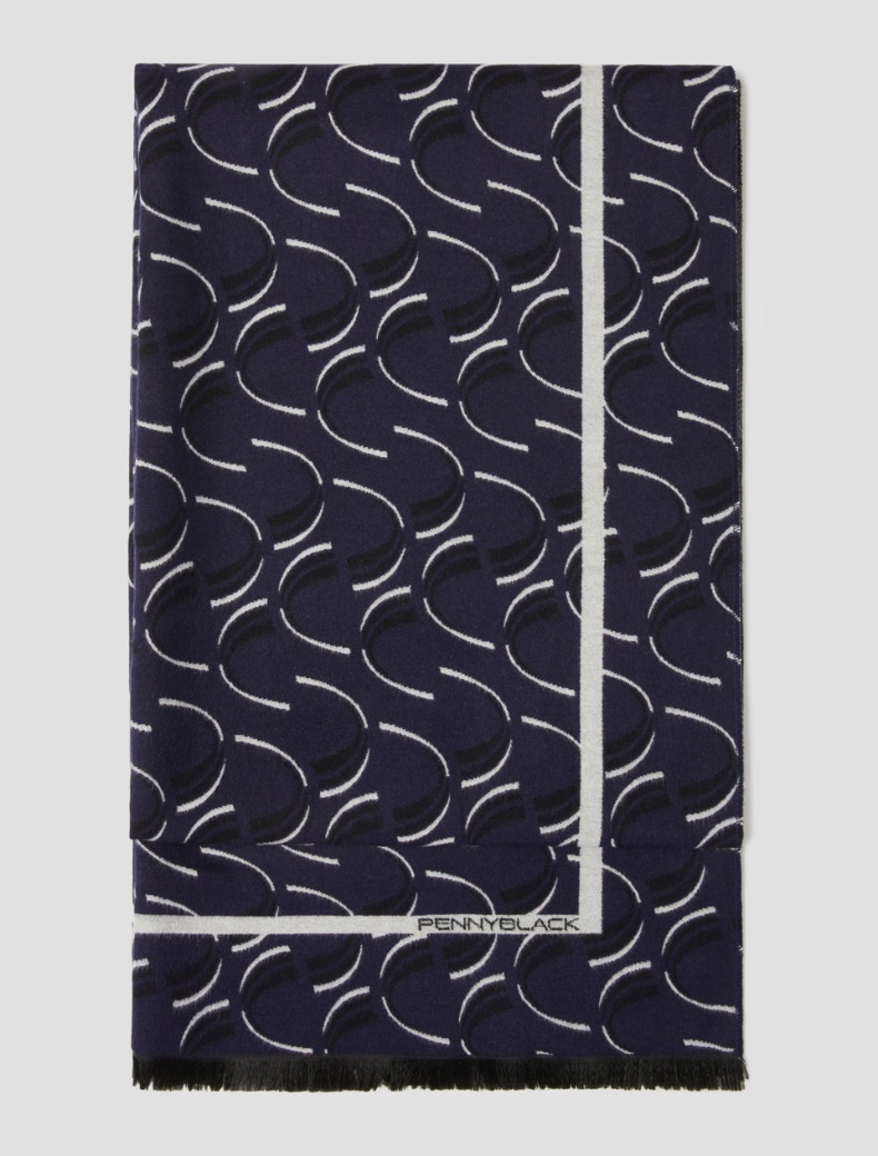 Jacquard-patterned stole - NAVY - pennyblack