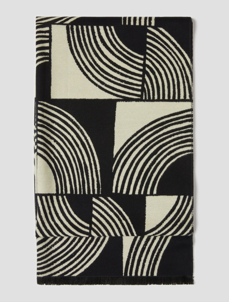 Jacquard-patterned stole - BLACK - pennyblack