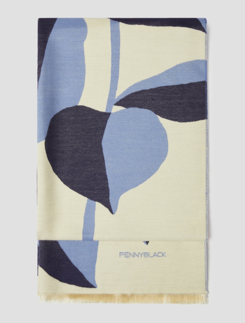 Jacquard-patterned stole - NAVY - pennyblack
