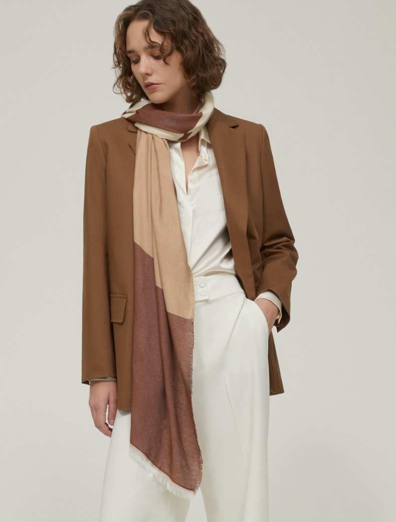 Colourblock stole - BEIGE - pennyblack