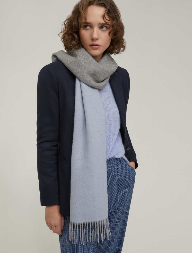Pure wool double-face scarf - BLUE-GREY - pennyblack