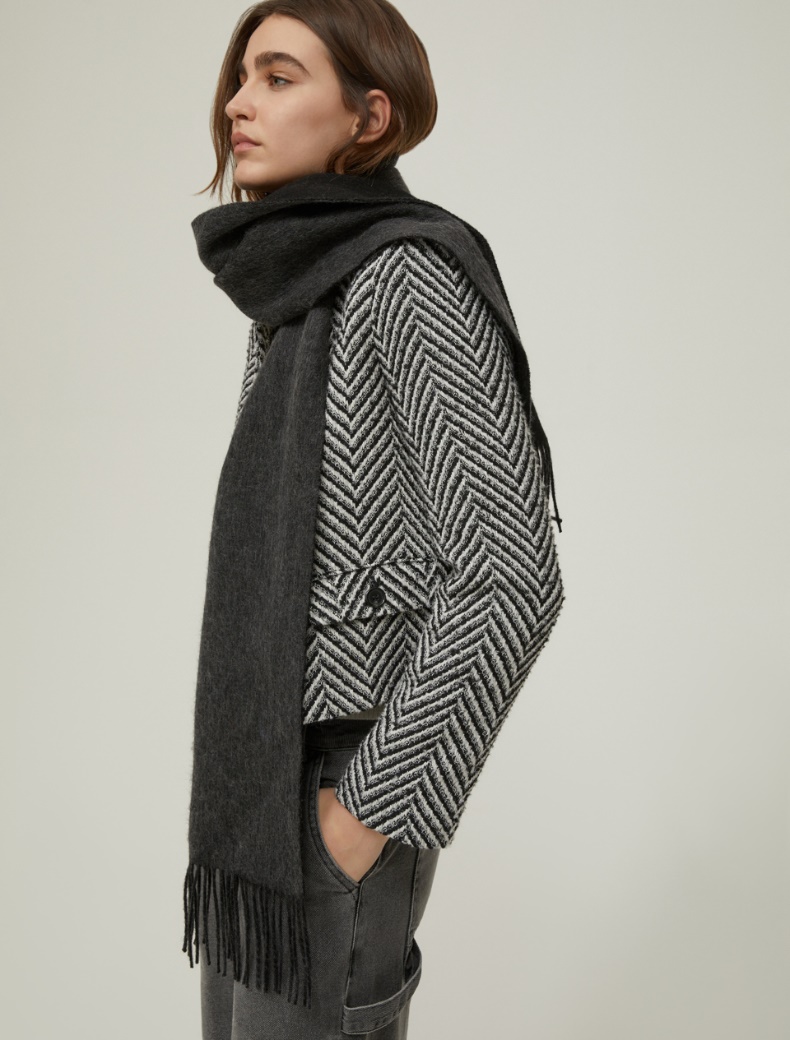 Pure wool double-face scarf - DARK GREY - pennyblack