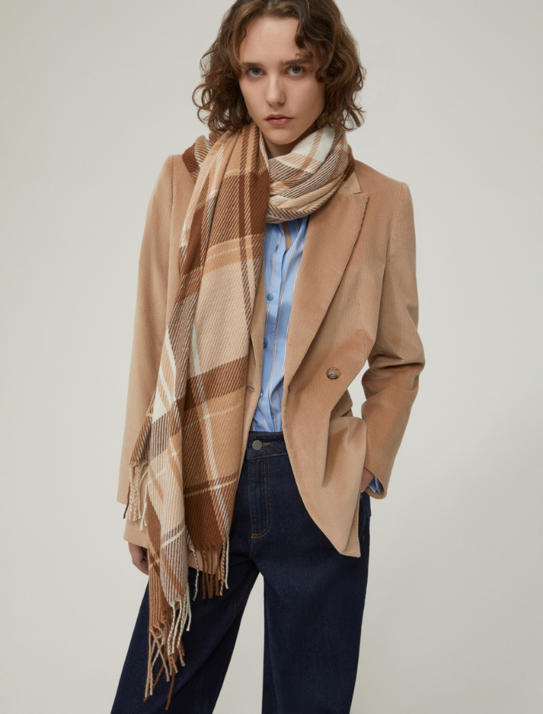 Jacquard-patterned stole - CAMEL - pennyblack