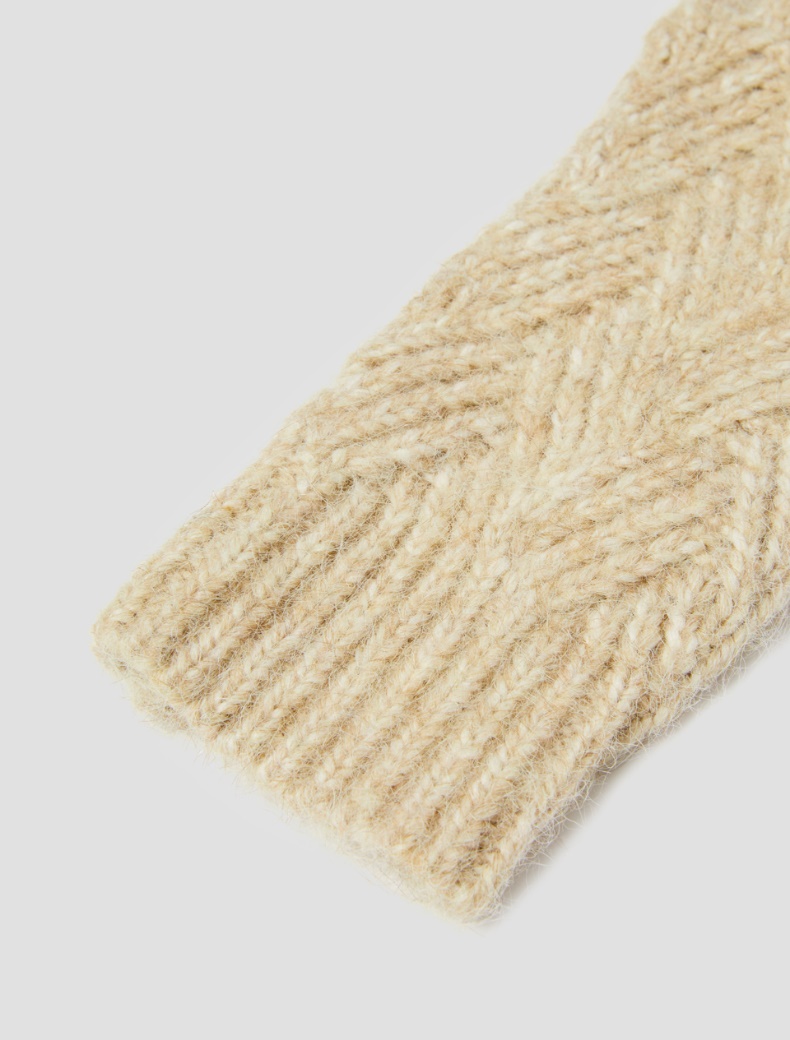 Herringbone-patterned gloves - CAMEL - pennyblack