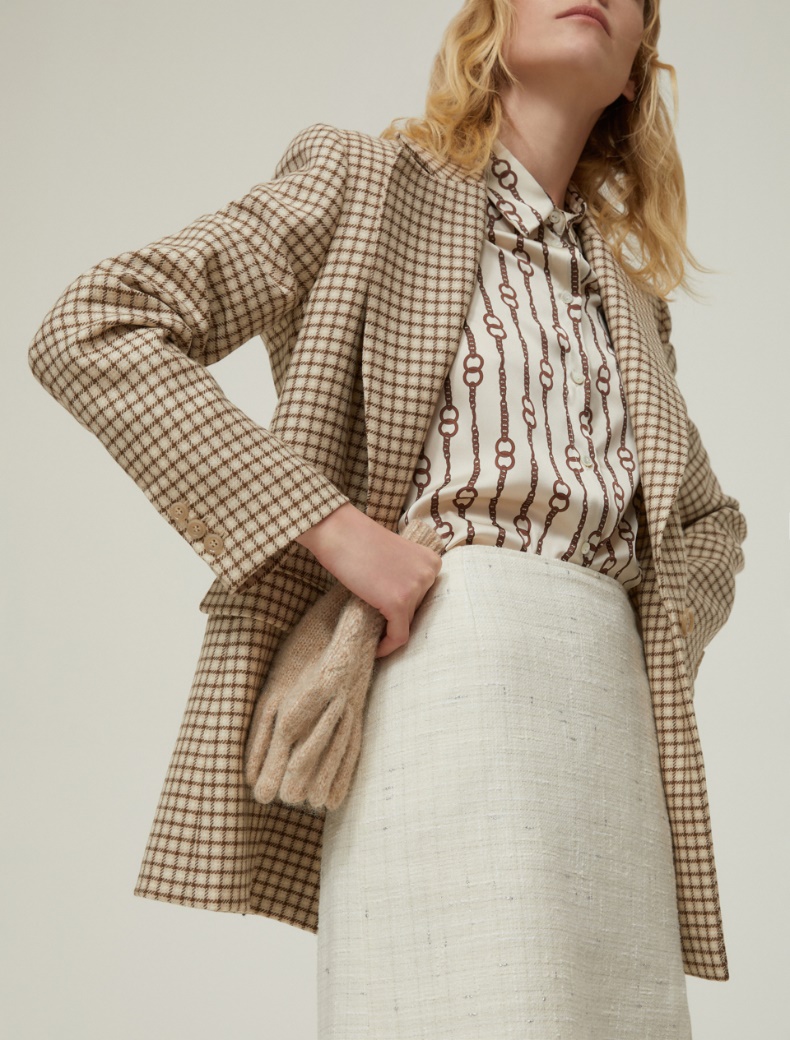 Herringbone-patterned gloves - CAMEL - pennyblack