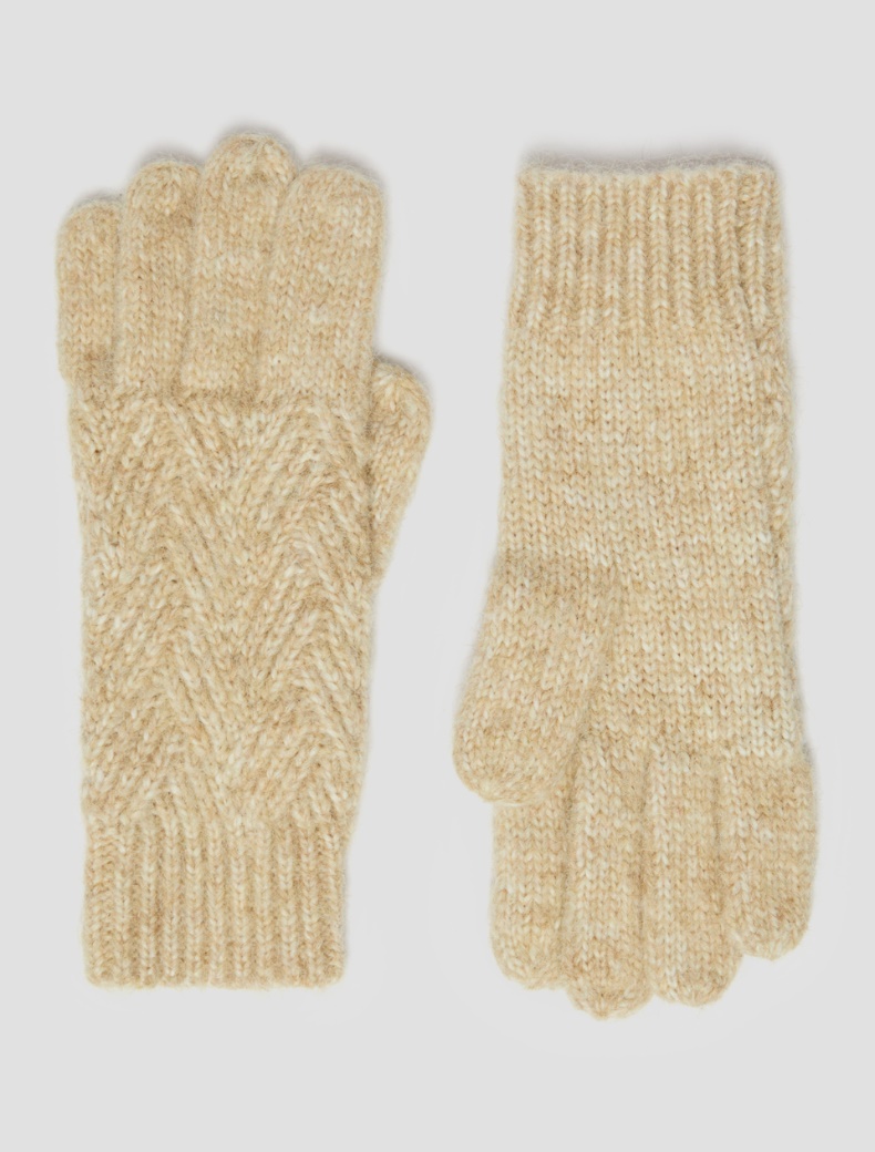 Herringbone-patterned gloves - CAMEL - pennyblack