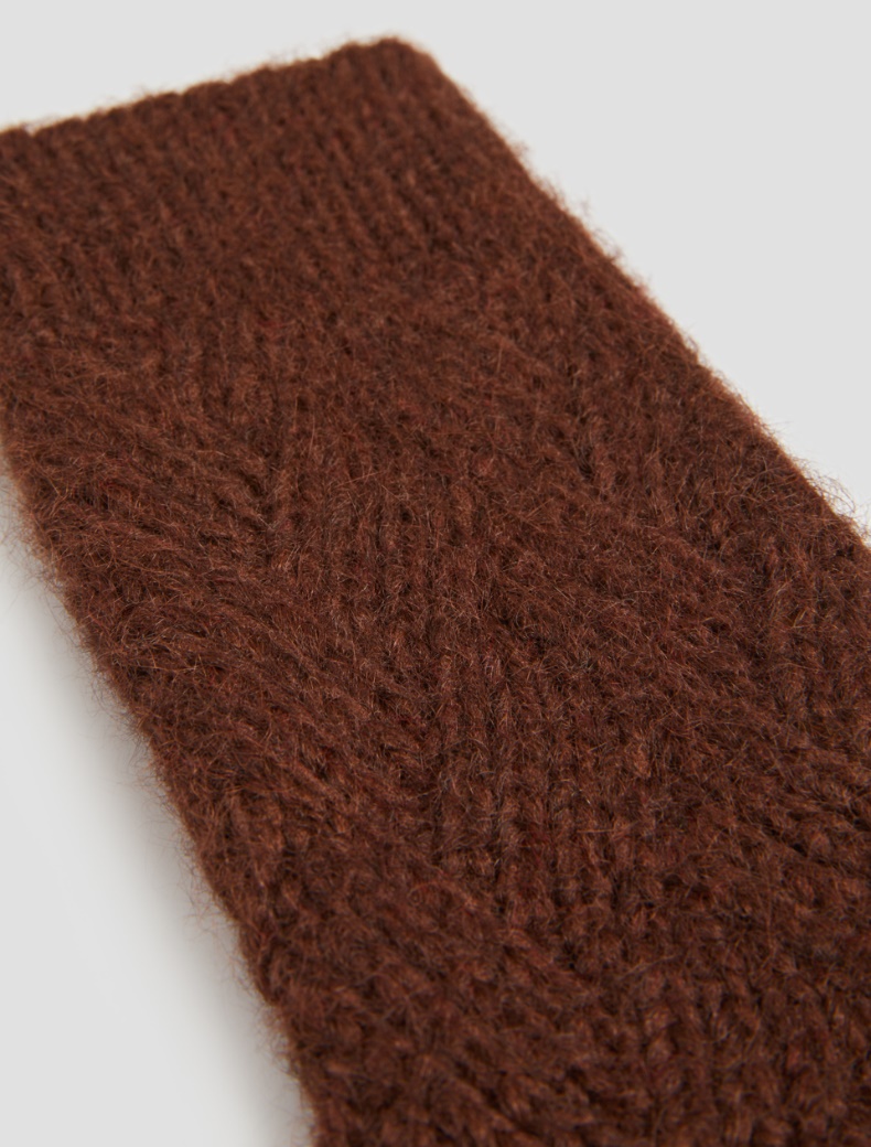 Herringbone-patterned gloves - TOBACCO - pennyblack