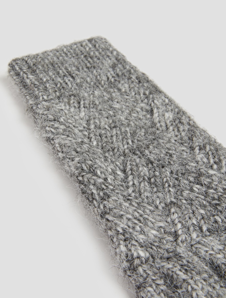 Herringbone-patterned gloves - MELANGE GREY - pennyblack