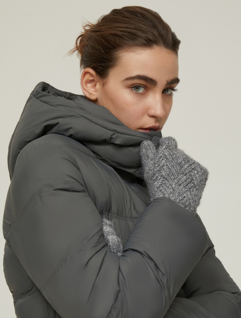 Herringbone-patterned gloves - MELANGE GREY - pennyblack